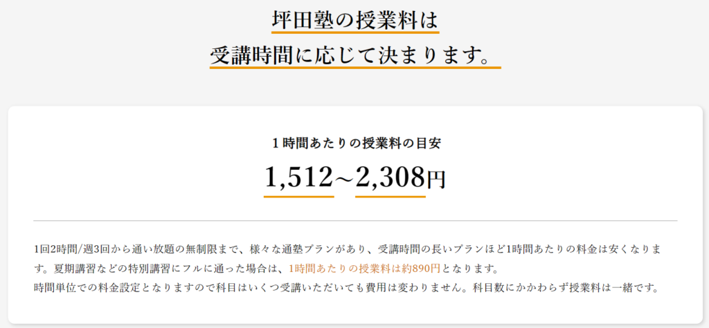 坪田塾　料金